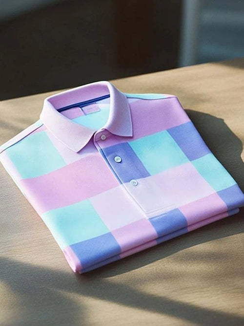 Men's Classic Business Logo Button Short Sleeve Polo Shirt