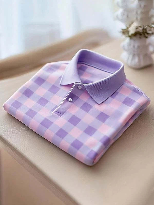 Men's Classic Business Logo Button Short Sleeve Polo Shirt