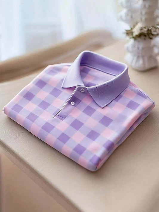 Men's Classic Business Logo Button Short Sleeve Polo Shirt