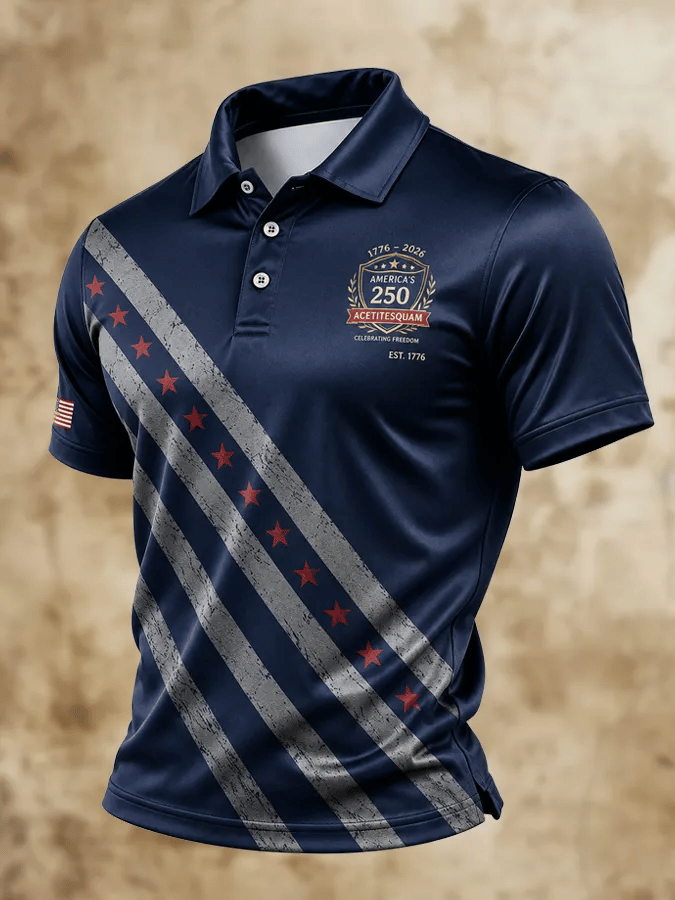 Men's USA 1776-2026 Printed Polo Shirt