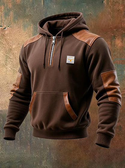 Men's Retro Contrast Color Comfort Zip-Up Sweatshirt