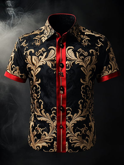 Men's Retro Gothic Pattern Short Sleeve Shirt
