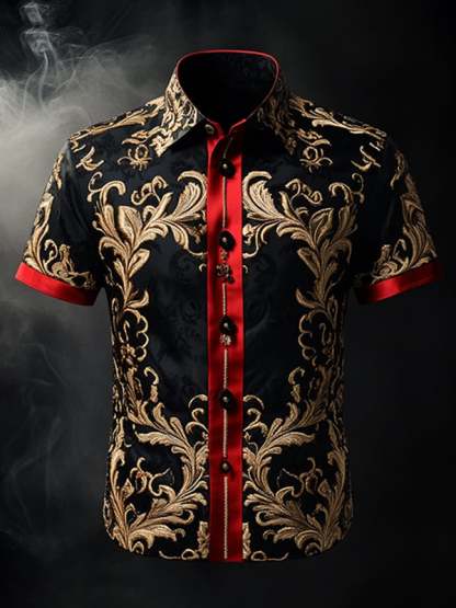 Men's Retro Gothic Pattern Short Sleeve Shirt