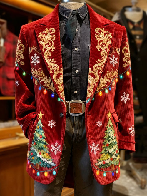 Men's Vintage Casual Christmas Party Corduroy Blazer