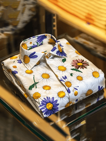 Men's Business Luxury Floral Print Short-sleeved Shirt