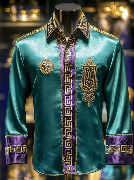 Men's Satin Luxe Long Sleeve Button Down Shirt
