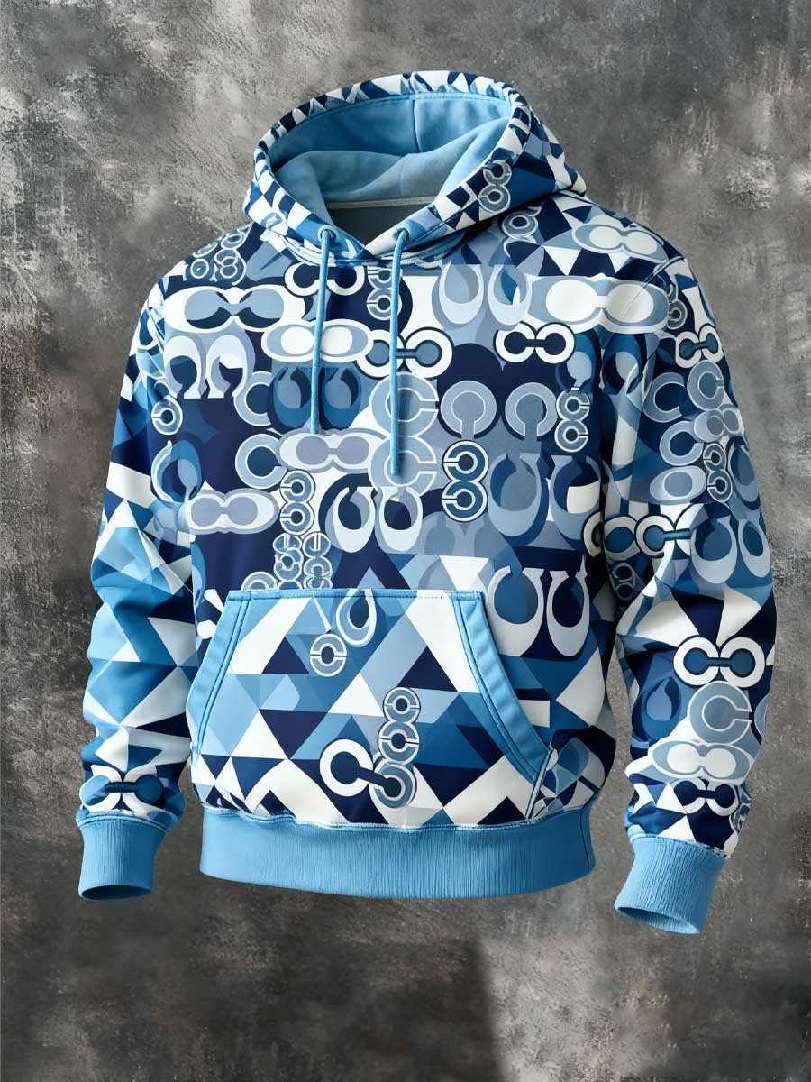 Retro Western Patchwork Brand Print Hoodie