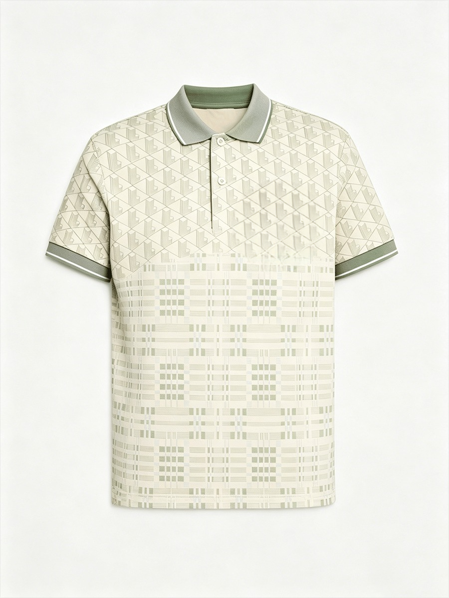 Men's Business Colorblock Plaid Print Polo Shirt