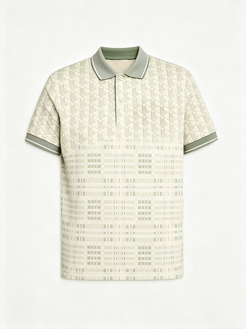 Men's Business Colorblock Plaid Print Polo Shirt