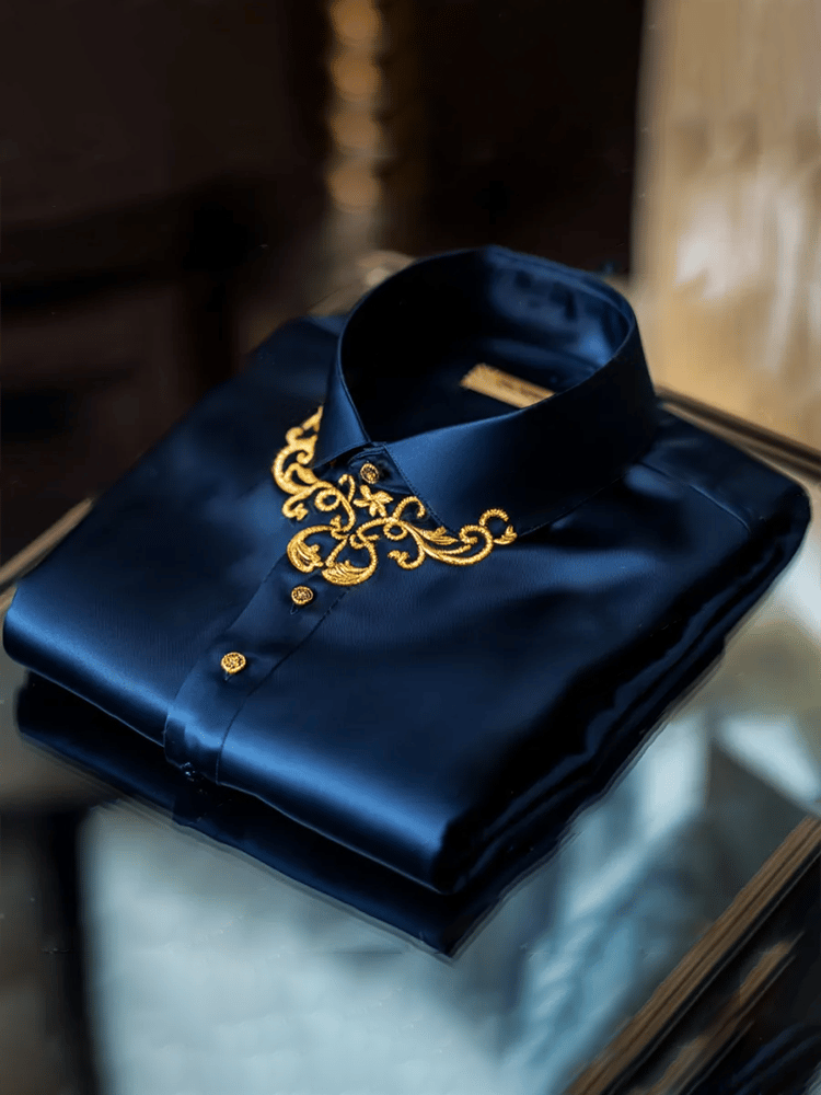 Men's Satin Luxe Long Sleeve Button Down Shirt