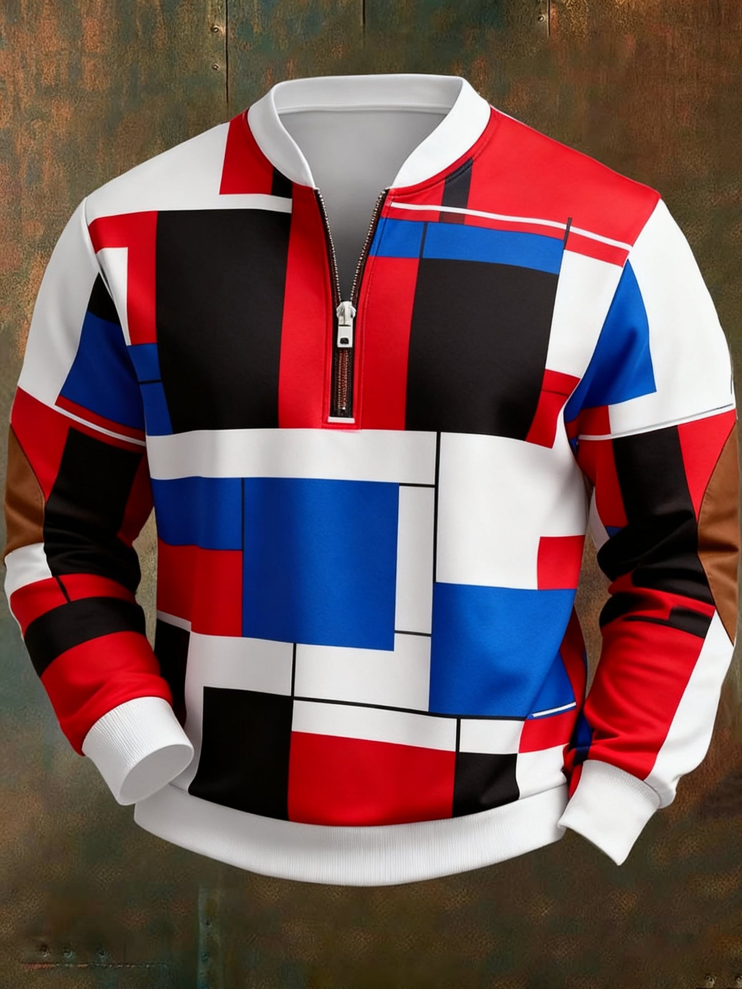 Men's Casual Geometric Color Block Print Sweatshirt