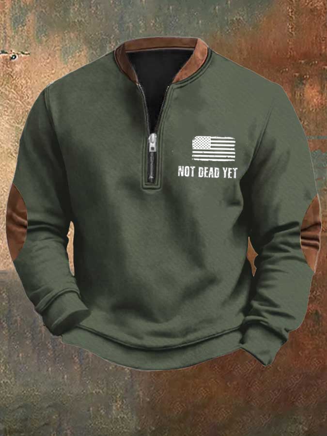 Retro Men's Veterans Printed Long Sleeve Sweatshirt