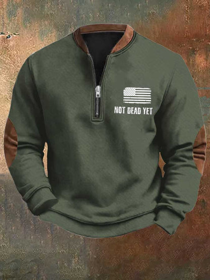 Retro Men's Veterans Printed Long Sleeve Sweatshirt