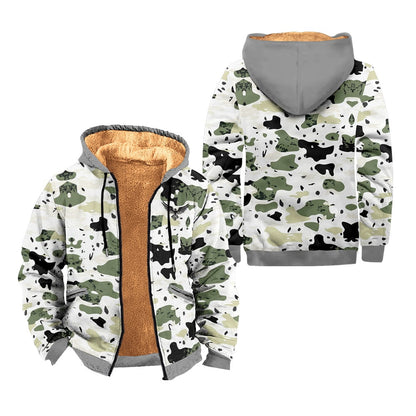 Men's Vintage Western Tiger Camouflage Print Fleece Zipper Jacket