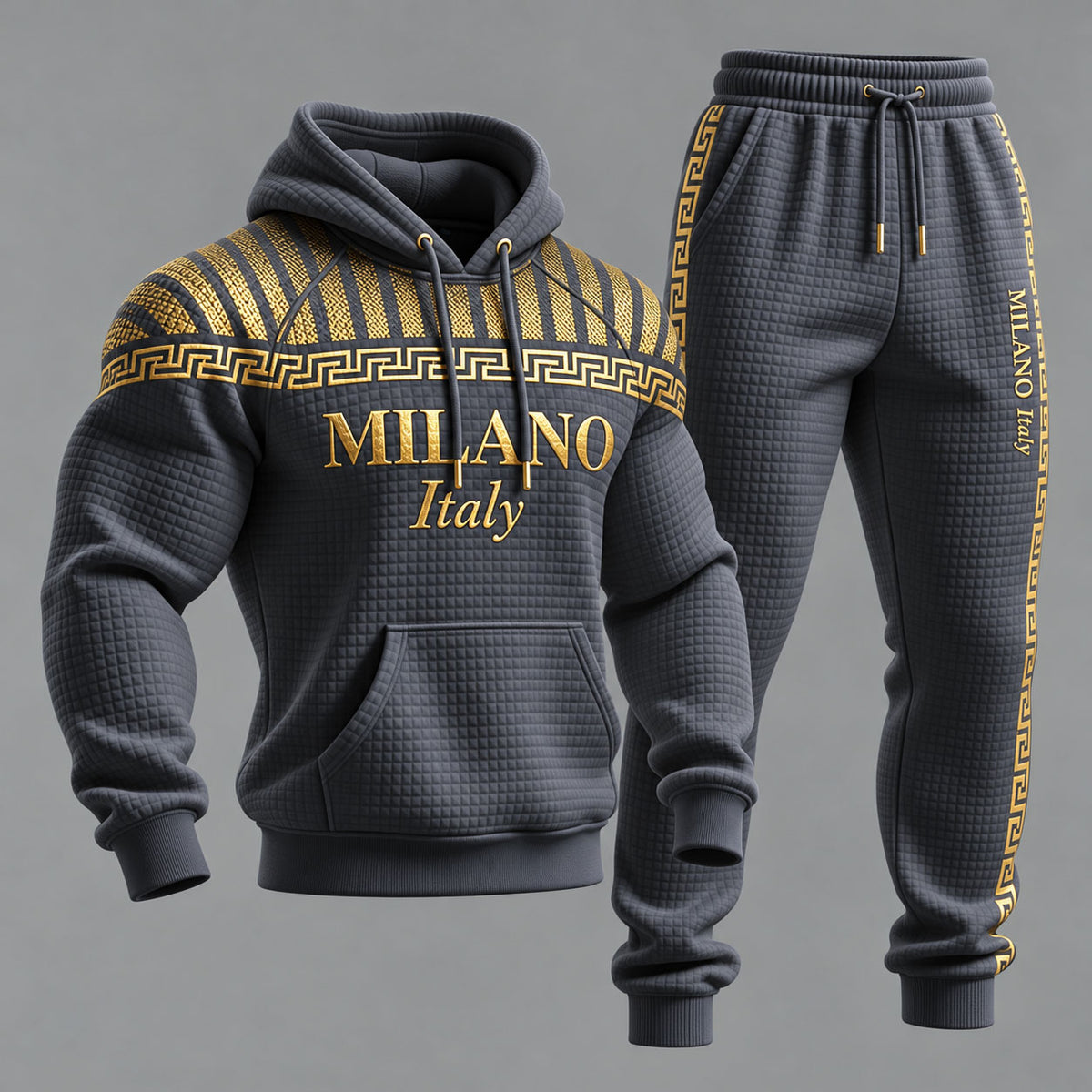 Men's Gray Hooded Sweatshirt and Sweatpants Set