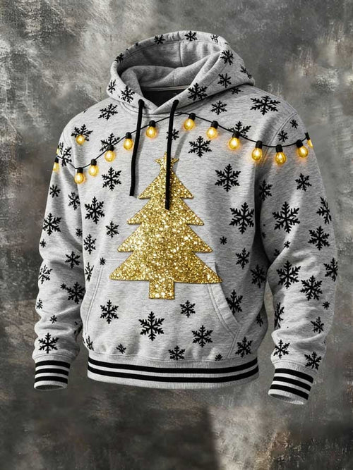 Vintage Christmas Snowflake Print Hoodie