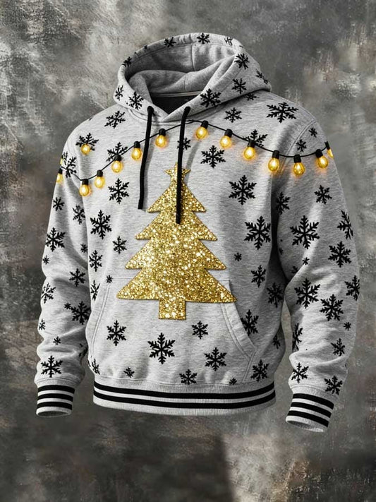 Vintage Christmas Snowflake Print Hoodie