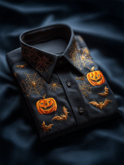 Men's Retro Casual Halloween Art Long Sleeve Shirt
