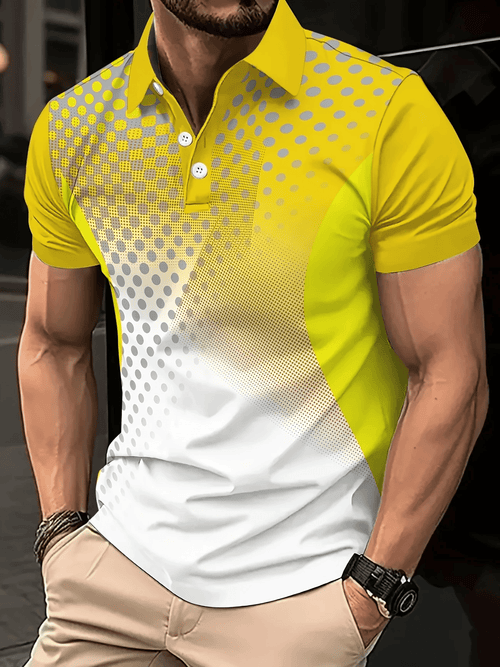 Men's Business Logo Button-Down Short Sleeve Polo Shirt