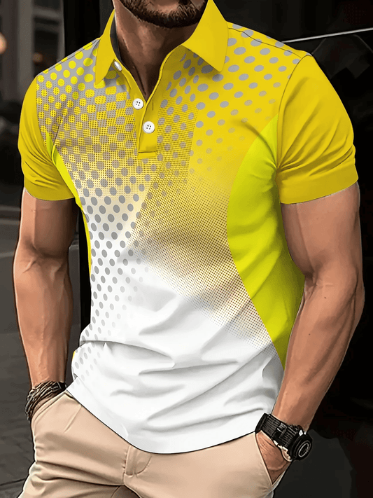 Men's Business Logo Button-Down Short Sleeve Polo Shirt