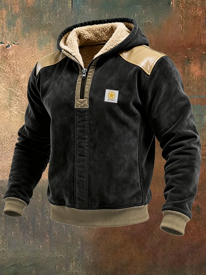 Men's Retro Contrast Color Comfort Zip-Up Sweatshirt
