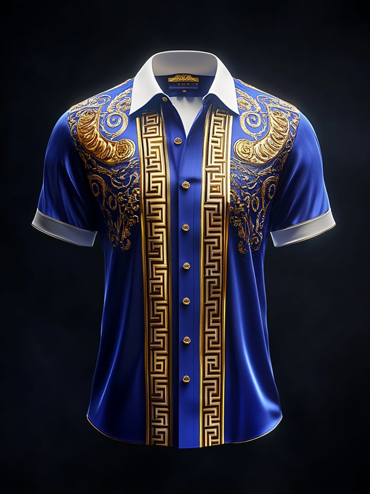 Men's Satin Luxe Print Short Sleeve Button Shirt