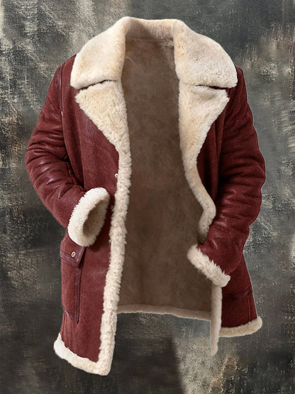 Men'S Warm Thickened Plush Contrast Color Jacket Coat