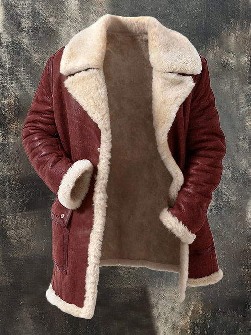 Men'S Warm Thickened Plush Contrast Color Jacket Coat