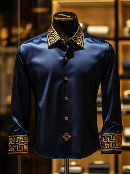 Men's Satin Luxe Long Sleeve Button Down Shirt