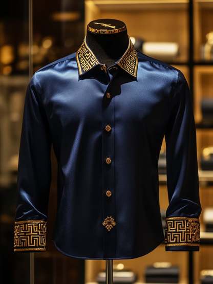 Men's Satin Luxe Long Sleeve Button Down Shirt