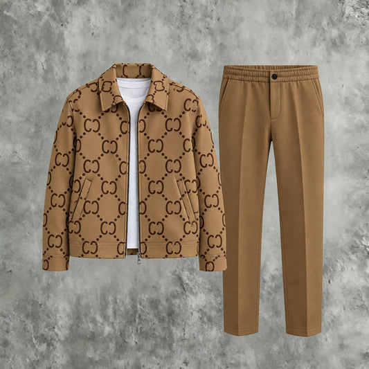 Men's Brown Zipper Hoodie and Pants Set
