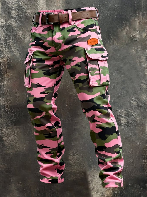 Men's Vintage Camouflage Distressed Pocket Work Pants