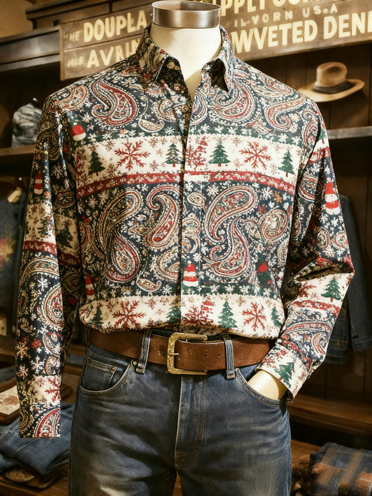 Men's Casual Christmas Long Sleeve Shirt