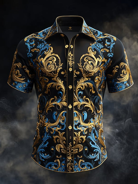 Men's Retro Gothic Pattern Short Sleeve Shirt