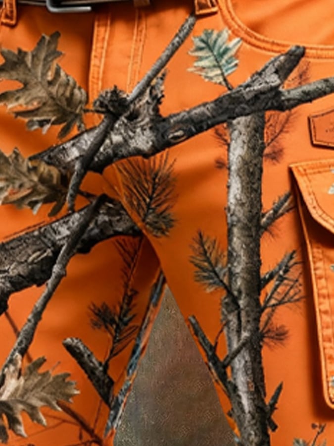 Men's Vintage Camouflage Distressed Pocket Work Pants