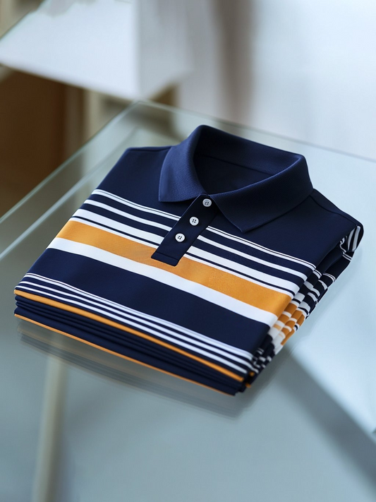 Men's Business Casual Button Short Sleeve Polo Shirt