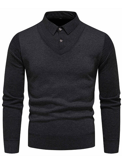 Men's Fashionable Velvet Thickened Warm Fake Two-Piece Sweater