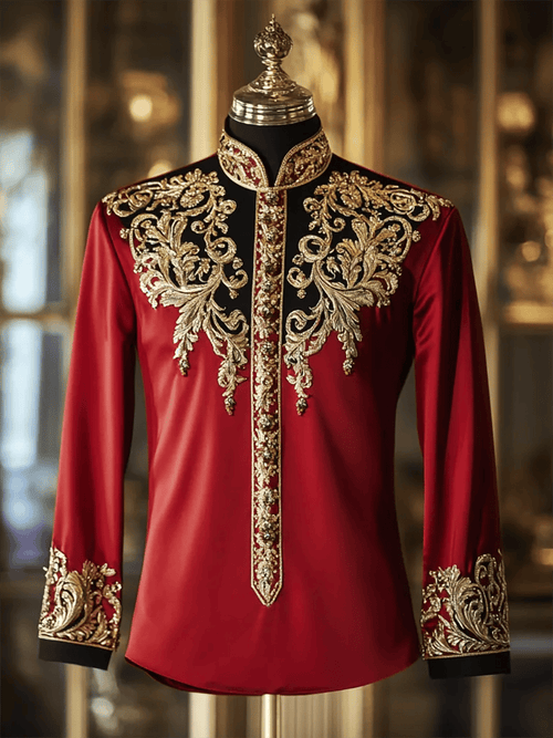 Men's Vintage Luxury Stand Collar Long Sleeve Shirt