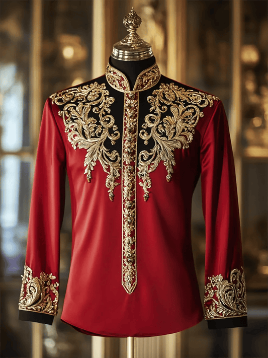 Men's Vintage Luxury Stand Collar Long Sleeve Shirt
