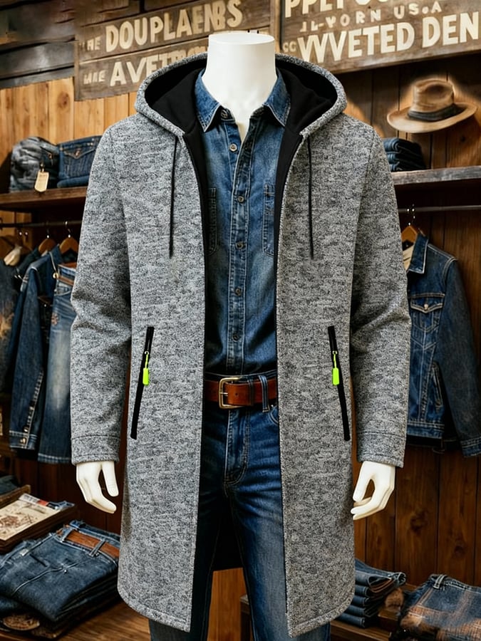 Men's Fashion Heathered Thin Fleece Knitted Cardigan Jacket
