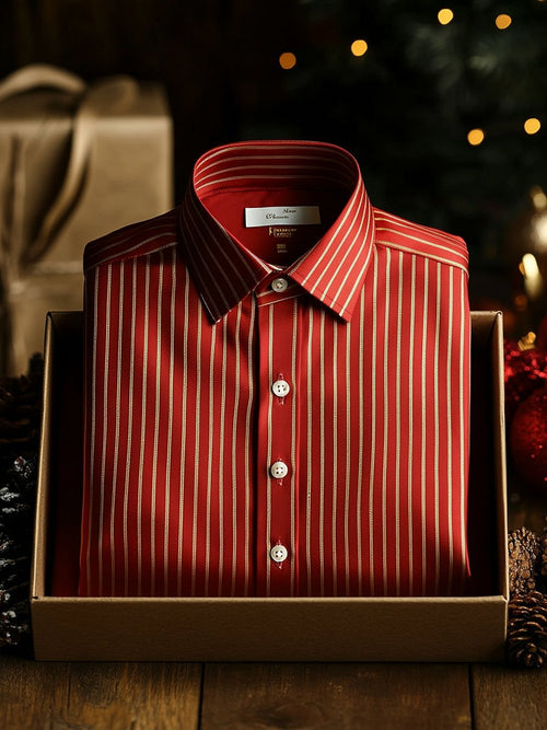 Men's Business  Striped Print Long Sleeve Shirt