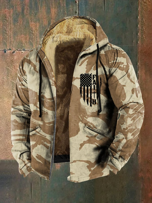 Men's Camouflage Retro Hooded Zip Jacket