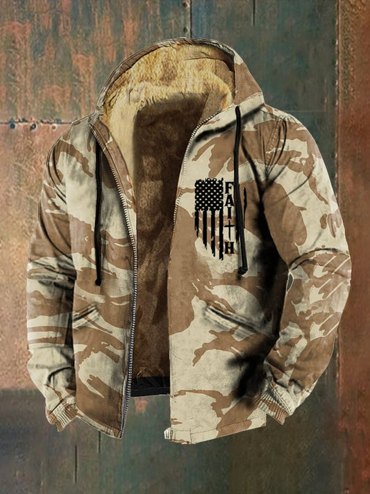 Men's Camouflage Retro Hooded Zip Jacket