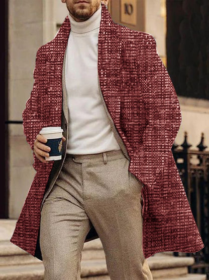 Men's Fashion Printed Casual Woolen Coat