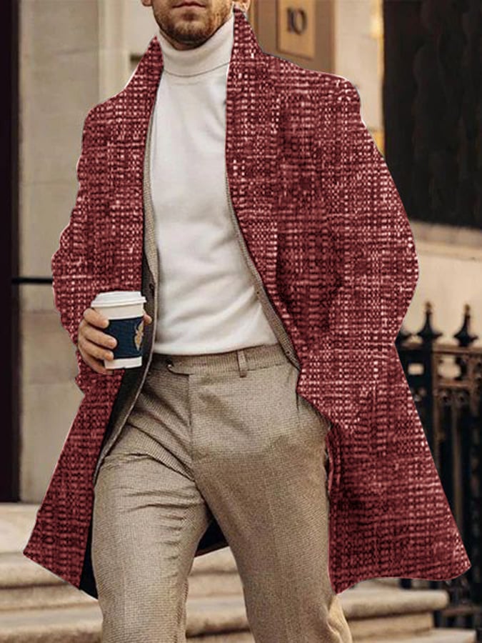 Men's Fashion Printed Casual Woolen Coat