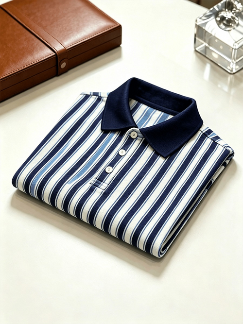 Men's Business Colorblock Plaid Print Polo Shirt