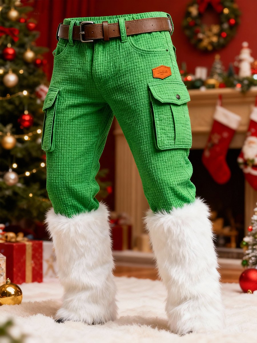 Men's Christmas Plush Waffle Pants