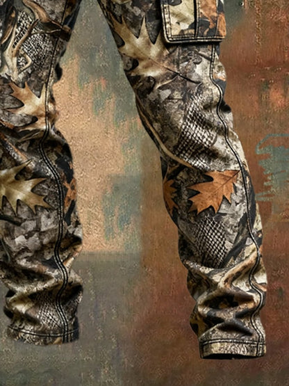 Men's Vintage Camouflage Distressed Pocket Work Pants