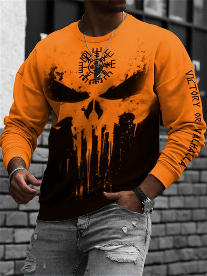 Men's Viking Skulls Inspired Contrast Color Sweatshirt