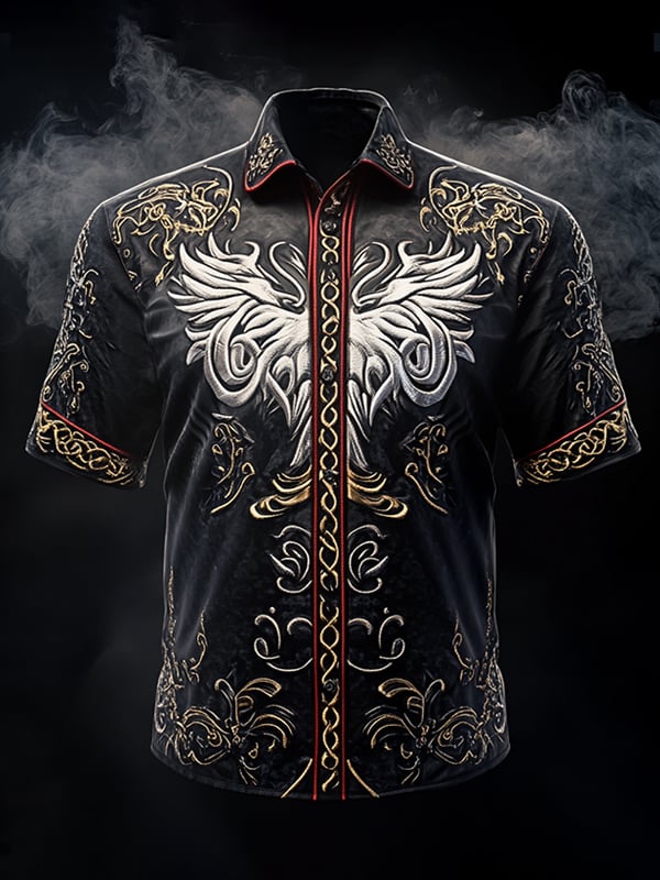 Men's Retro Viking Graphic Short Sleeve Shirt